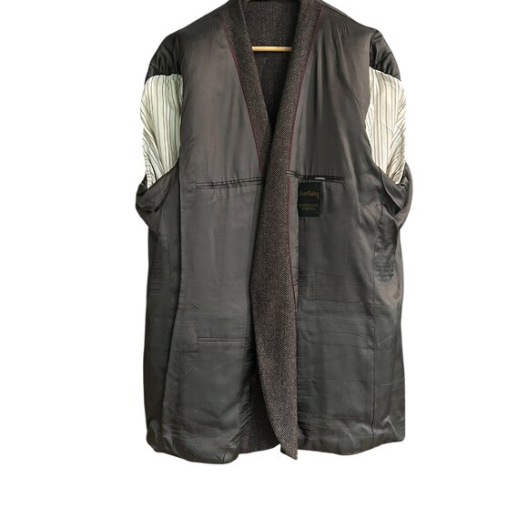 Hunt Valley 100% Pure Wool Brown Tweed Blazer 48L Suede Elbow Patches Made in US - Picture 11 of 12